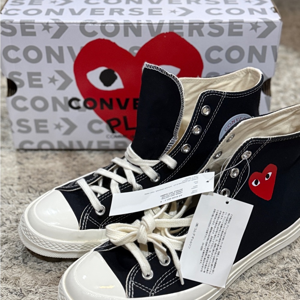 NEW Converse x CDG Play Chuck 70 High Black Size Mens 9 NEW